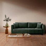 Разтегателен диван с фунцкия за сън зелен, интериор