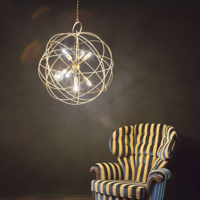 Голям сферичен пендел в златист цвят Ideal lux серия Konse - интериорна