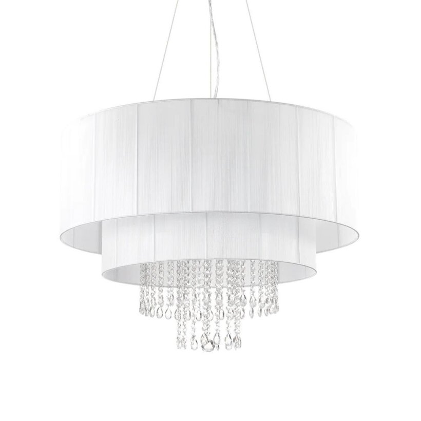 Полилей в бяло с кристални висулки Ideal lux серия Opera-размер 3