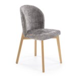 Дървен трапезен стол с текстилна дамаска-сив