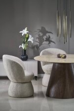 Кръгла трапезна маса със светъл плот Рали - интериорна