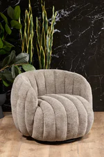 Пуф кресло с функция въртене на 360° - бежов - интериорна снимка