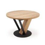 Разтегателна трапезна маса със светъл плот - кръгла