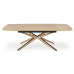 Разтегателна трапезна маса в натурален цвят Рафи   разтегната