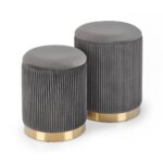 Сет плюшени табуретки с място за съхранение - сив