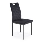 Трапезен стол с дамаска от кадифе и черни крака-черен