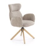 Трапезен стол с дървени крака и функция за въртене-натурален дъб