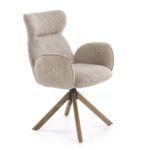 Трапезен стол с дървени крака и функция за въртене-орех