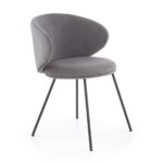 Трапезен стол с кадифена седалка и облегалка сив