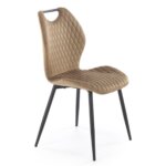 Трапезен стол с метален акцент на облегалката-бежов