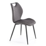 Трапезен стол с метален акцент на облегалката-сив