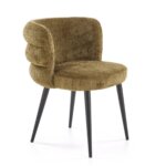 Трапезен стол с метални крака и ефектен гръб-маслина