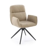 Трапезен стол с подлакътници и функция за въртене-бежов