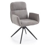 Трапезен стол с подлакътници и функция за въртене-сив