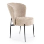 Трапезен стол с текстилна дамаска и черни крака-бежов