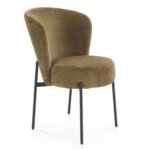 Трапезен стол с текстилна дамаска и черни крака-маслина