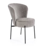 Трапезен стол с текстилна дамаска и черни крака-сив