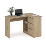 Бюро с работен плот, чекмеджета и рафтове - дъб артисан