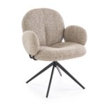 Трапезен стол с овална форма и функция въртене - бежов