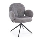 Трапезен стол с овална форма и функция въртене - сив