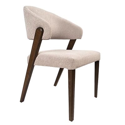 Трапезен стол от масивно дърво и бежова дамаска