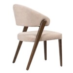 Трапезен стол от масивно дърво в орех и бежова дамаска странично