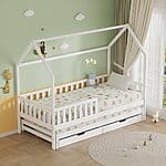 Детско легло като къщичка с второ легло бял интериор