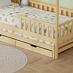 Детско легло като къщичка с второ легло натурален, детайли основа