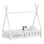 Детско легло с дизайн на къщичка и предпазна преграда бял