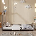 Ниско детско легло-сив, странично