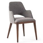 Трапезен стол от масивно дърво и сива дамаска