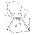 Трапезен стол с овална форма и метални крака - схема