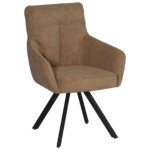 Трапезен стол с текстилна дамаска в кафяв цвят