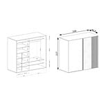 Двукрилен гардероб с огледало серия Cali -размер 2, общи размери