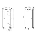 Еднокрилен гардероб серия Антика-размери