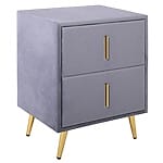 Нощно шкафче с тапицерия от велур - сив