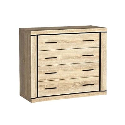 Скрин с черни дръжки Далас-дъб сонома