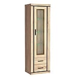 Витрина с две чекмеджета и стъклени рафтове Далас-дъб сонома, детайли