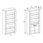 Етажерка с два рафта и долен шкаф серия Индианаполис-размери