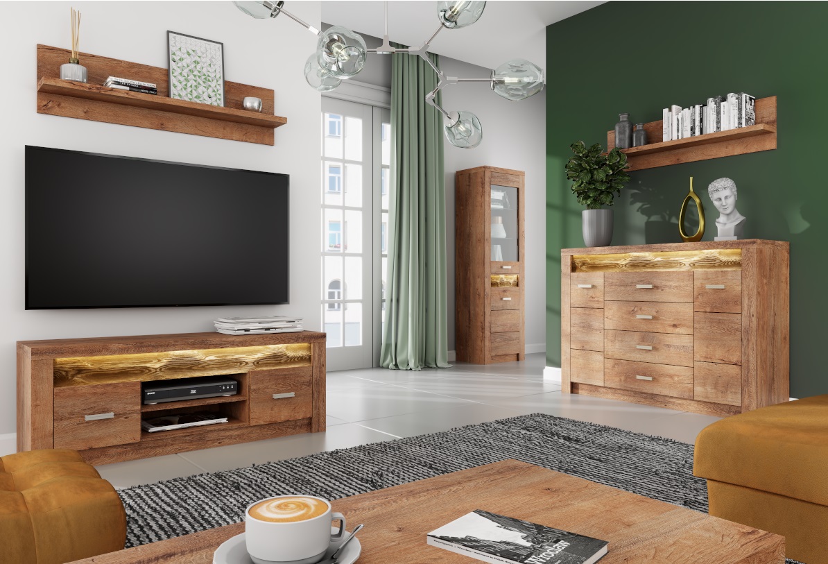 Модулна система за дневна в дървесен цвят Индианаполис