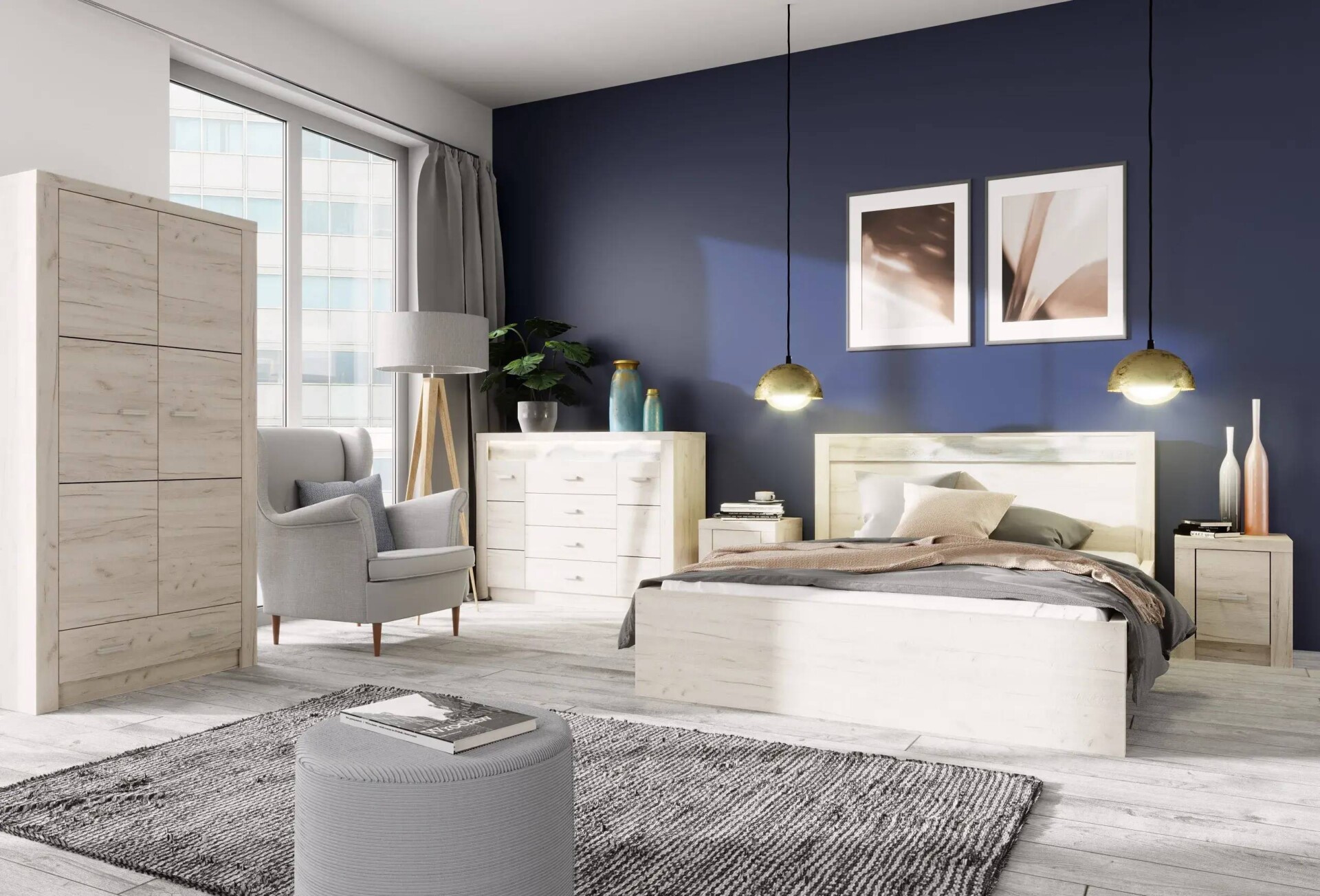 Модулна система за спалня в светъл дървесен цвят Индианаполис