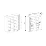 Шкаф витрина с рафтове и чекмеджета серия Индианаполис - схема