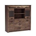 Шкаф витрина с рафтове и чекмеджета серия Индианаполис - вариант 3