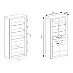 Висока витрина с два стъклени рафта и долен шкаф Индианаполис - размери