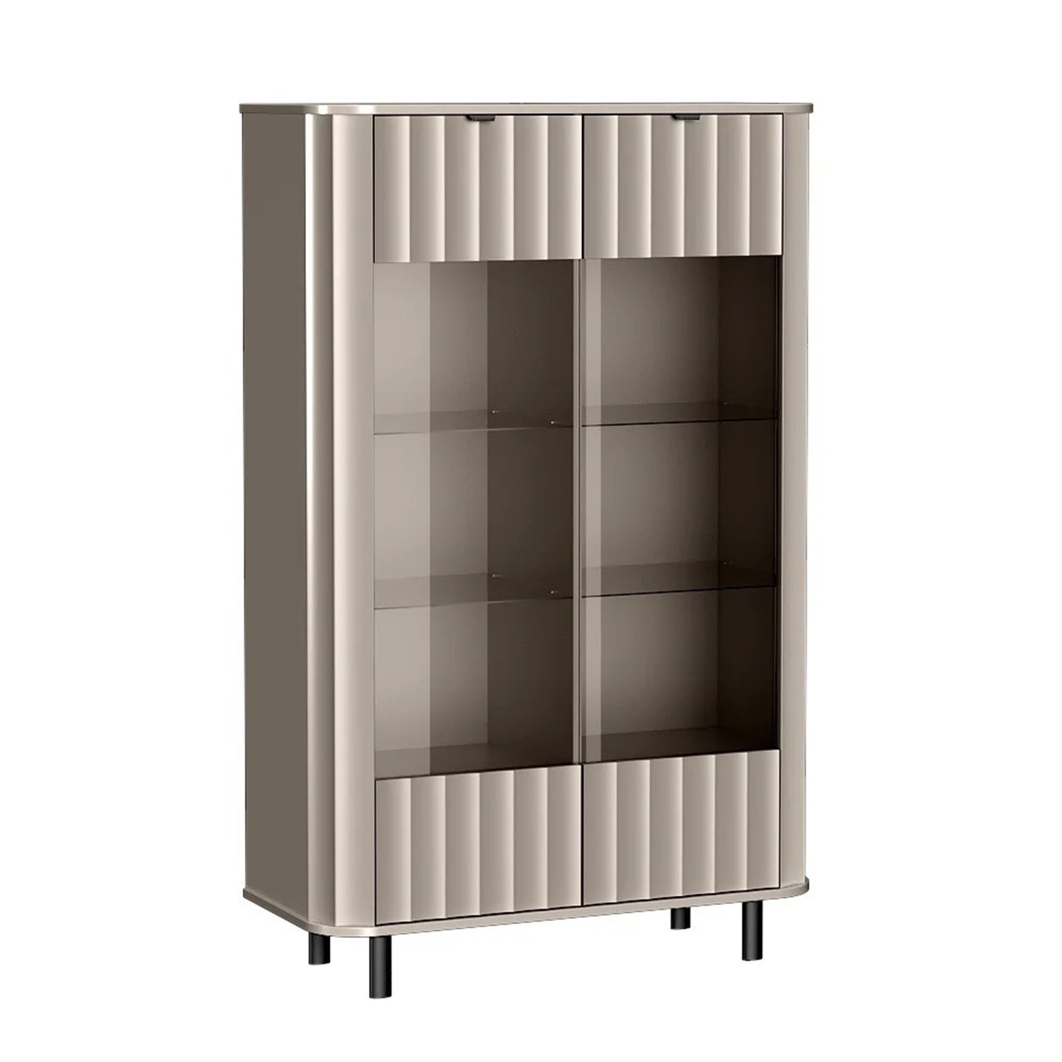 Витрина с четири стъклени рафта серия Novado-сива глина Витрина с четири стъклени рафта серия Novado-сива глина