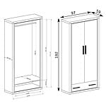 Двукрилен Гардероб серия Dallas - размери