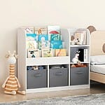 Детска етажерка с рафтове и текстилни кутии - интериорна