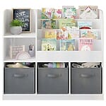 Детска етажерка с рафтове и текстилни кутии - централно