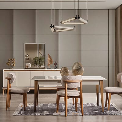 Tрапезен комплект маса с 6 стола и конзолен шкаф Madrid