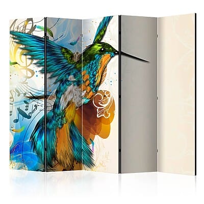 Двулицев параван с цветна птица и музикални мотиви-вариант 2